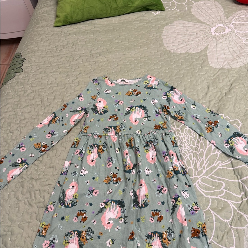 H&M Green and Pink Patterned Dress